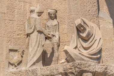 Barcelona, İspanya 'daki Sagrada Familia Katedrali' nin tutku cephesi