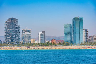Barcelona, İspanya 'da liman forumunun kıyı şeridi