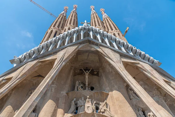 Sagrada Familia Katedrális Szenvedélyes Homlokzata Barcelonában Spanyolországban — Stock Fotó