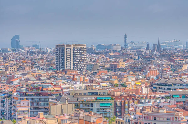 Letecký Pohled Ciutat Vella Barceloně Katedrály Sagrada Familia Španělsko — Stock fotografie