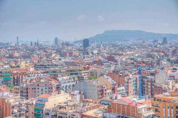 Aerial View Ciutat Vella Barcelona Sagrada Familia Cathedral Spain — Stock Photo, Image