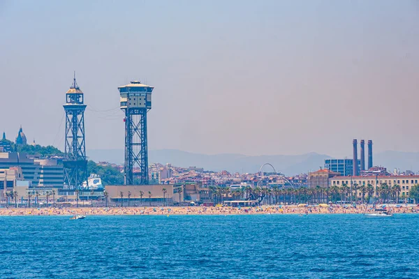 Funivia Sulla Spiaggia Barceloneta Barcellona Spagna — Foto Stock