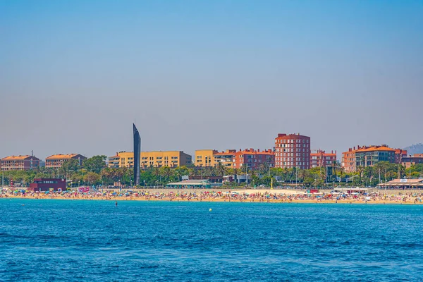 Paisaje Urbano Barcelona Vista Desde Mar Mediterráneo España — Foto de Stock