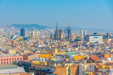 İspanya Barselona şehir merkezinin hava manzarası
