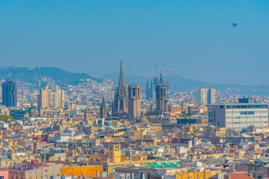 İspanya Barselona şehir merkezinin hava manzarası