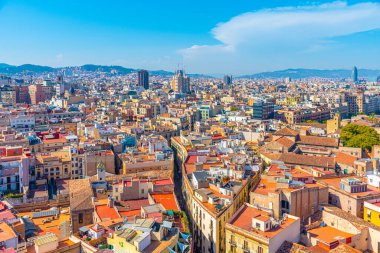 İspanya 'nın Barselona kentinin havadan görünüşü
