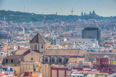 İspanya 'daki Sant Agusti kilisesi ile Barcelona' nın hava manzarası