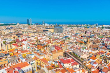 İspanya 'nın Barselona kentinin havadan görünüşü