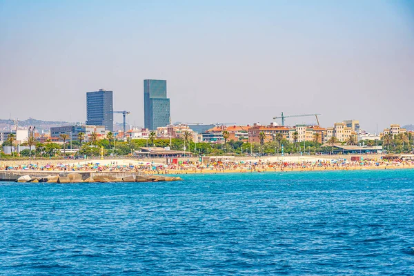 Cityscape Barcelona Vista Mar Mediterrâneo Espanha — Fotografia de Stock
