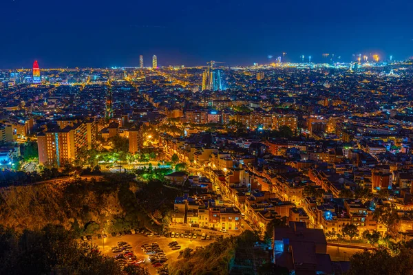 Night Aerial View Barcelona Spain — Stock Photo, Image