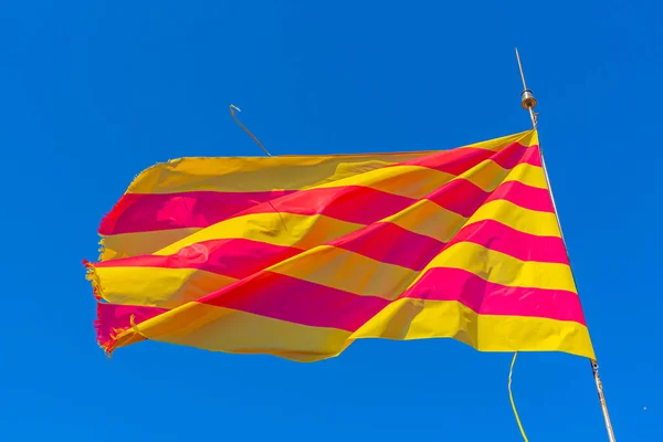 Bandeira Catalã Fundo Azul — Fotografia de Stock