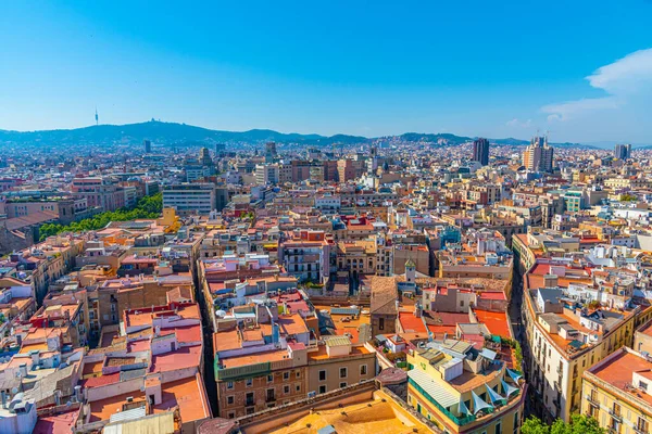 Luchtfoto Van Oude Stad Van Barcelona Spanje — Stockfoto