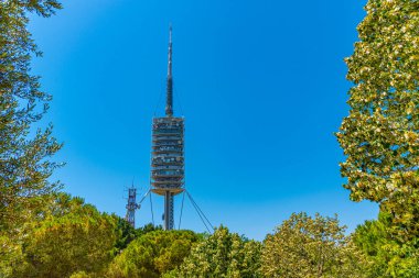 Barcelona, İspanya 'daki Torre de Collserola telekomünikasyon kulesi
