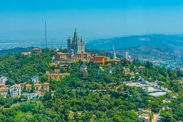 Temple Sacred Heart Jesus Tibidabo Amusement Park Barcelona View Torre — Stock fotografie