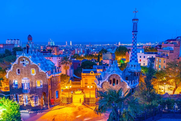 Sunset View Parc Guell Barcelona Spain — Stock Photo, Image