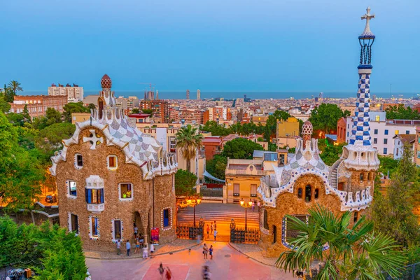 Sunset View Parc Guell Barcelona Spain Royalty Free Stock Images