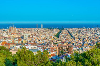 Barcelona, İspanya 'nın panoramatik manzarası