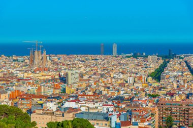 Barcelona, İspanya 'nın panoramatik manzarası