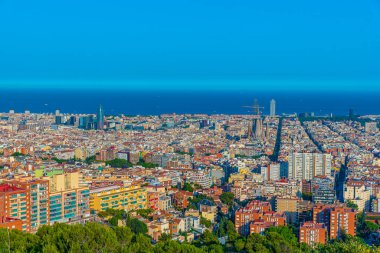 Barcelona, İspanya 'nın panoramatik manzarası