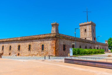 Barcelona, İspanya 'daki Montjuic kalesinin manzarası