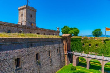 Barcelona, İspanya 'daki Montjuic kalesinin manzarası