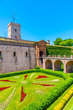 Barcelona, İspanya 'daki Montjuic kalesinin manzarası