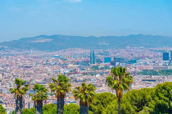 Панорама Барселони Замку Монтжуйх Іспанія — стокове фото