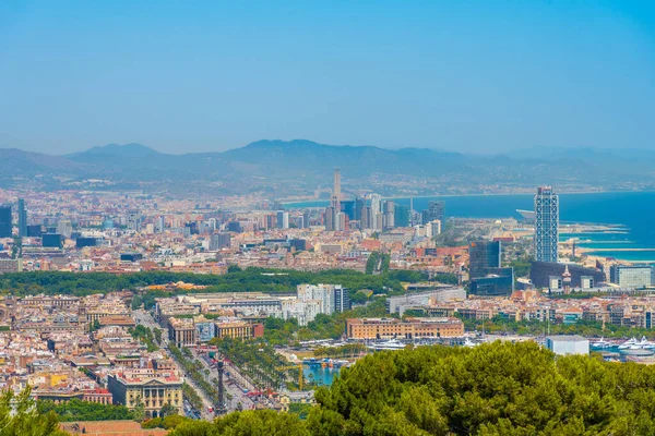 Вид Повітря Пассейг Колом Пагорба Монтжуїк Барселоні Іспанія — стокове фото