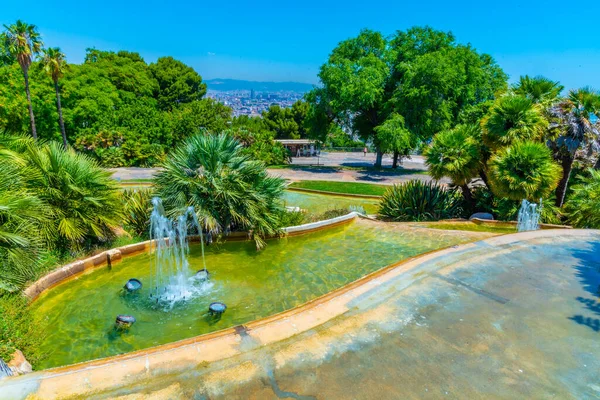 Fontänen Vid Jardins Del Mirador Barcelona Spanien — Stockfoto