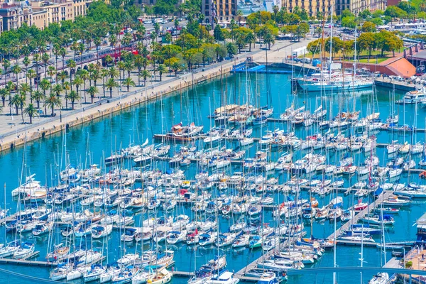 Uitzicht Jachthaven Port Vell Barcelona Spanje — Stockfoto