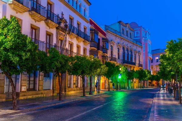 Vista Una Calle Jerez Frontera España Durante Noche — Foto de Stock