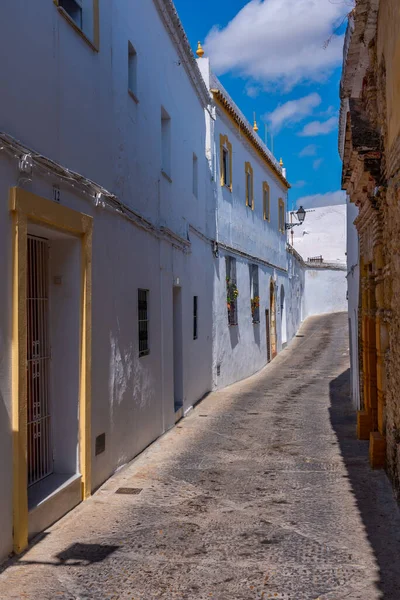 Whitewashed Straat Van Oude Stad Arcos Frontera Een Van Pueblos — Stockfoto