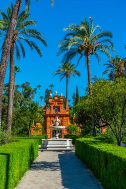 İspanya, Real Alcazar de Sevilla bahçelerindeki Triton çeşmesi