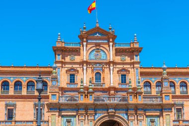 İspanya, Sevilla Plaza de Espana 'da güneşli bir günde
