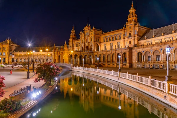 Nachtzicht Plaza Espana Sevilla Spanje — Stockfoto