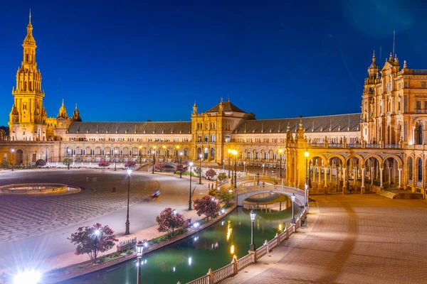 Nattutsikt Över Plaza Espana Sevilla Spanien — Stockfoto