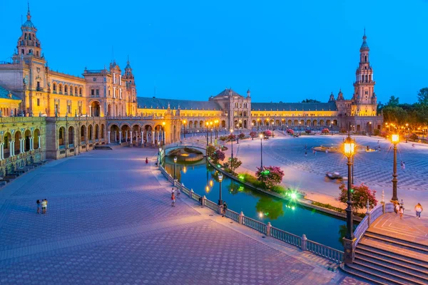 Nachtzicht Plaza Espana Sevilla Spanje — Stockfoto