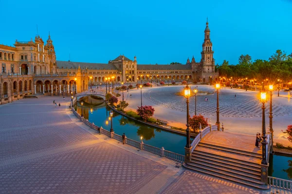 Solnedgång Utsikt Över Plaza Espana Sevilla Spanien — Stockfoto