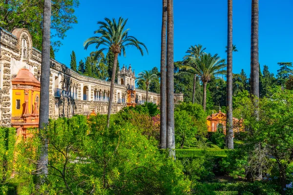 Vacker Trädgård Anslutning Till Galeria Grutesco Real Alcazar Sevilla Spanien — Stockfoto