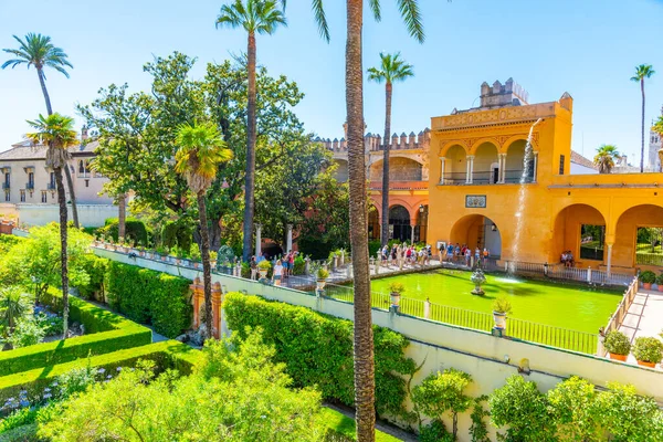 Kvicksilverfontänen Vid Den Verkliga Alcazar Sevilla Spanien — Stockfoto