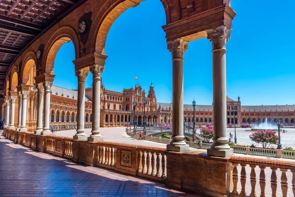 Vista Uma Arcada Plaza Espana Sevilha Espanha — Fotografia de Stock