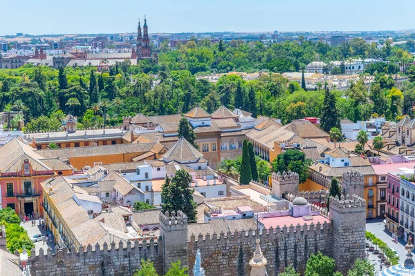 Вид Висоти Real Alcazar Sevilla Вежі Giralda Spain — стокове фото