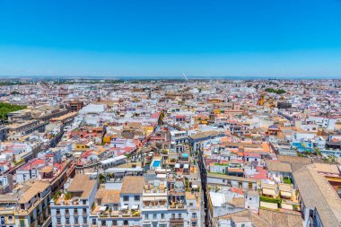 Metropolis Şemsiyesi ve Alamillo Köprüsü ile Sevilla şehir merkezi manzarası, İspanya