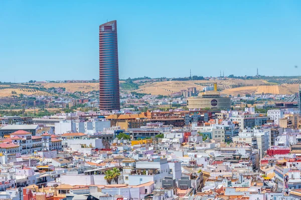 Vista Aérea Sevilha Com Torre Sevilla Espanha — Fotografia de Stock