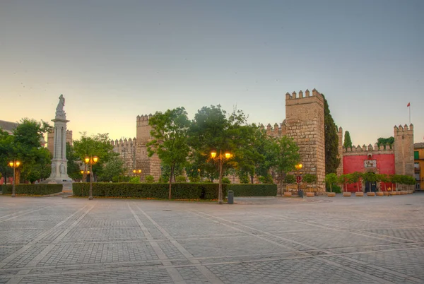 Vista Nascer Sol Real Alcazar Sevilha Espanha — Fotografia de Stock