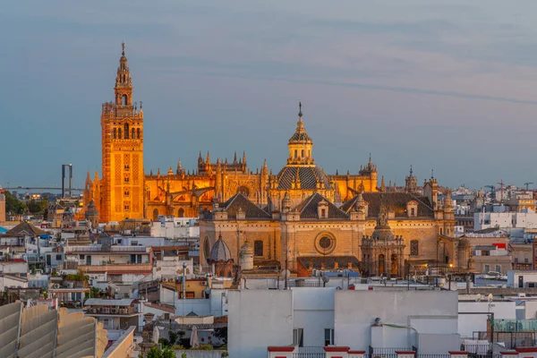 Sonnenuntergang Der Kathedrale Sevilla Spanien — Stockfoto