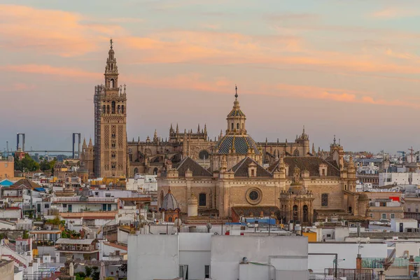 Vista Pôr Sol Catedral Sevilha Espanha — Fotografia de Stock