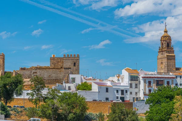 Torre Sino Igreja San Bartolome Fortaleza Alcazar Carmona Espanha — Fotografia de Stock