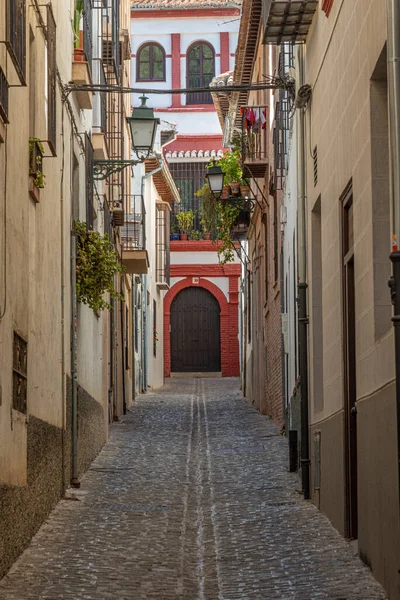 Calle Estrecha Barrio Del Albaicín Granada España — Foto de Stock
