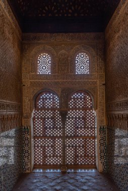 Ornaments inside of Alhambra palace in Granada, Spain clipart